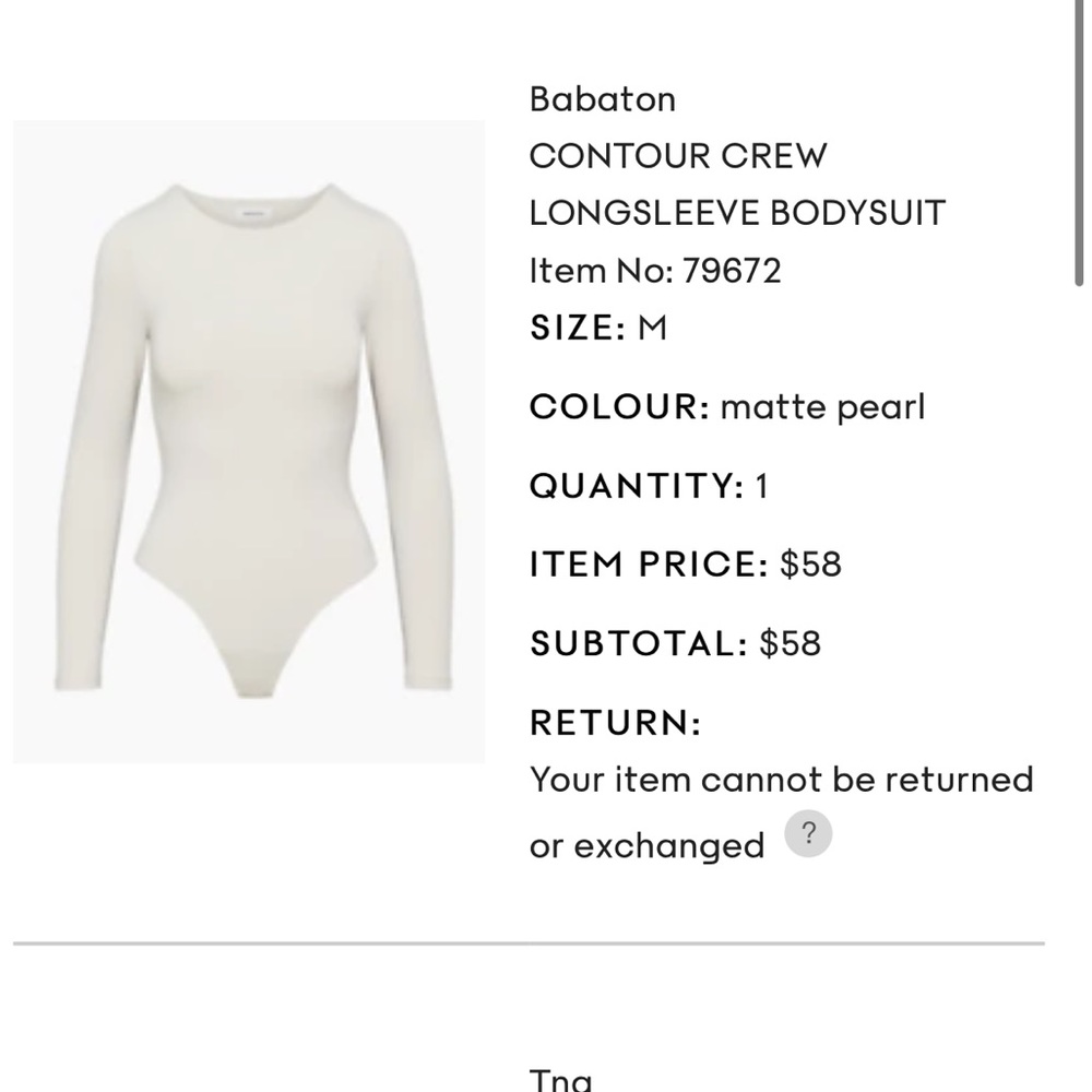 Brand New Aritzia Bodysuit
